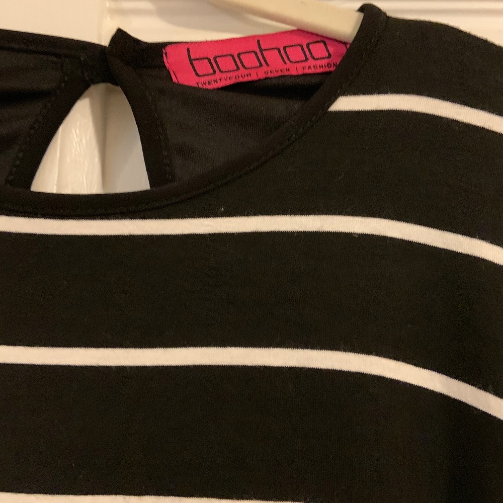 Boohoo Black and White Striped Romper